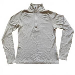 Ibex Zque 100% Merino Wool 1/4 Zip Sweater Base Layer Women's Medium *Stain